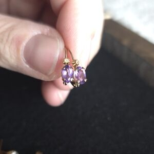 10k Gold | Amethest & Diamond Earings | New In Box |